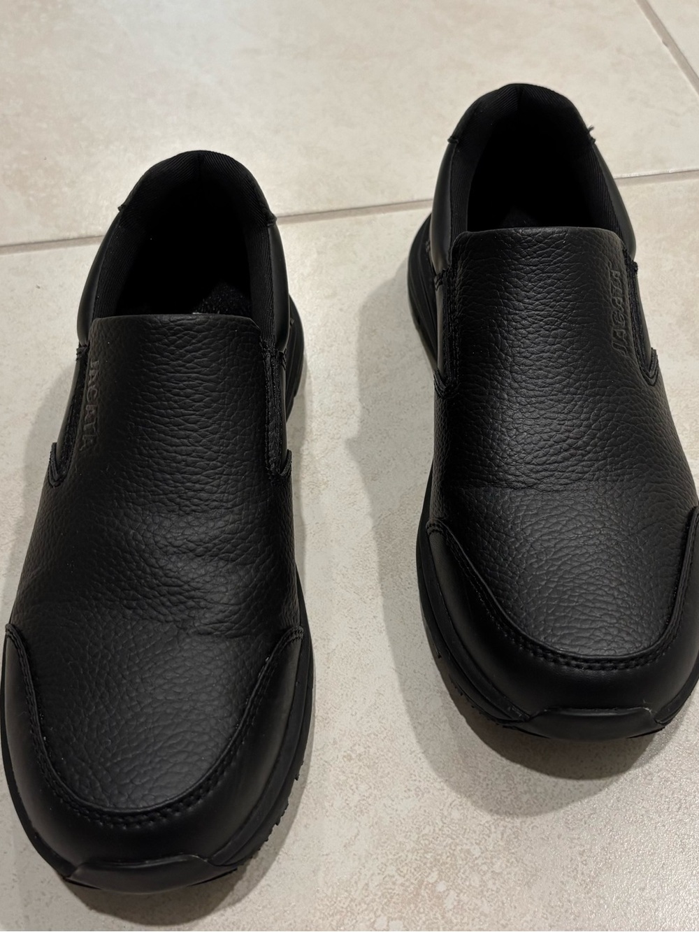 Black Slip-On Leather Loafers for Women -Slip Resistant